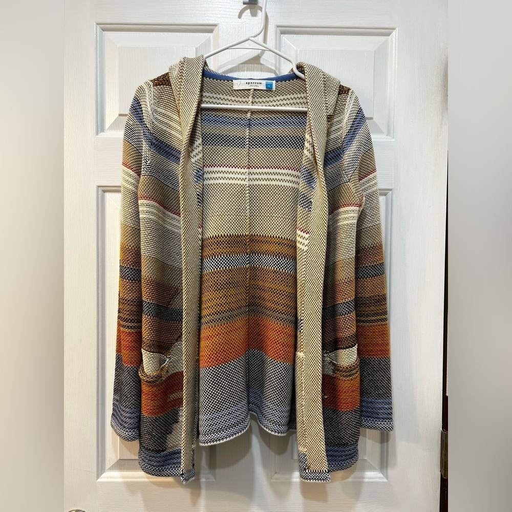Anthropologie Sparrow Fiemme Hooded Cardigan Size S Textured Aztec Southwestern‎